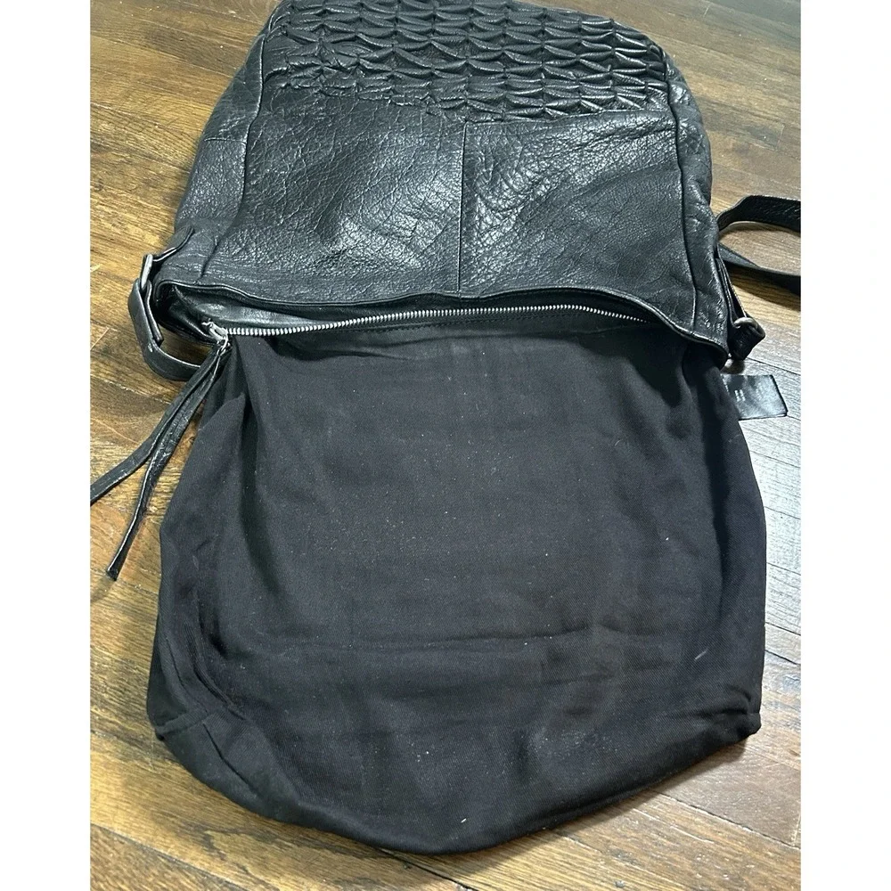 Day & Mood Isa Hobo Black Leather Detailed Large Shoulder Bag w/ Strap Excellent